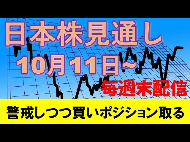 日本株見通し 10月11日～　日経平均・TOPIXは大きなレベルで下落ストップ。引き続き警戒も、買いポジション増やす流れ。 #TOPIX
